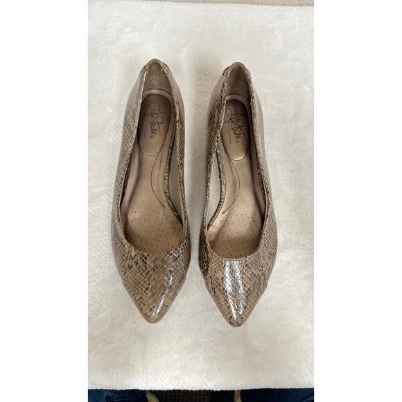 LifeStride Flex Pointed-Toe Snake Print Comfort Flats – Brown Faux Leather - Picture 2 of 8